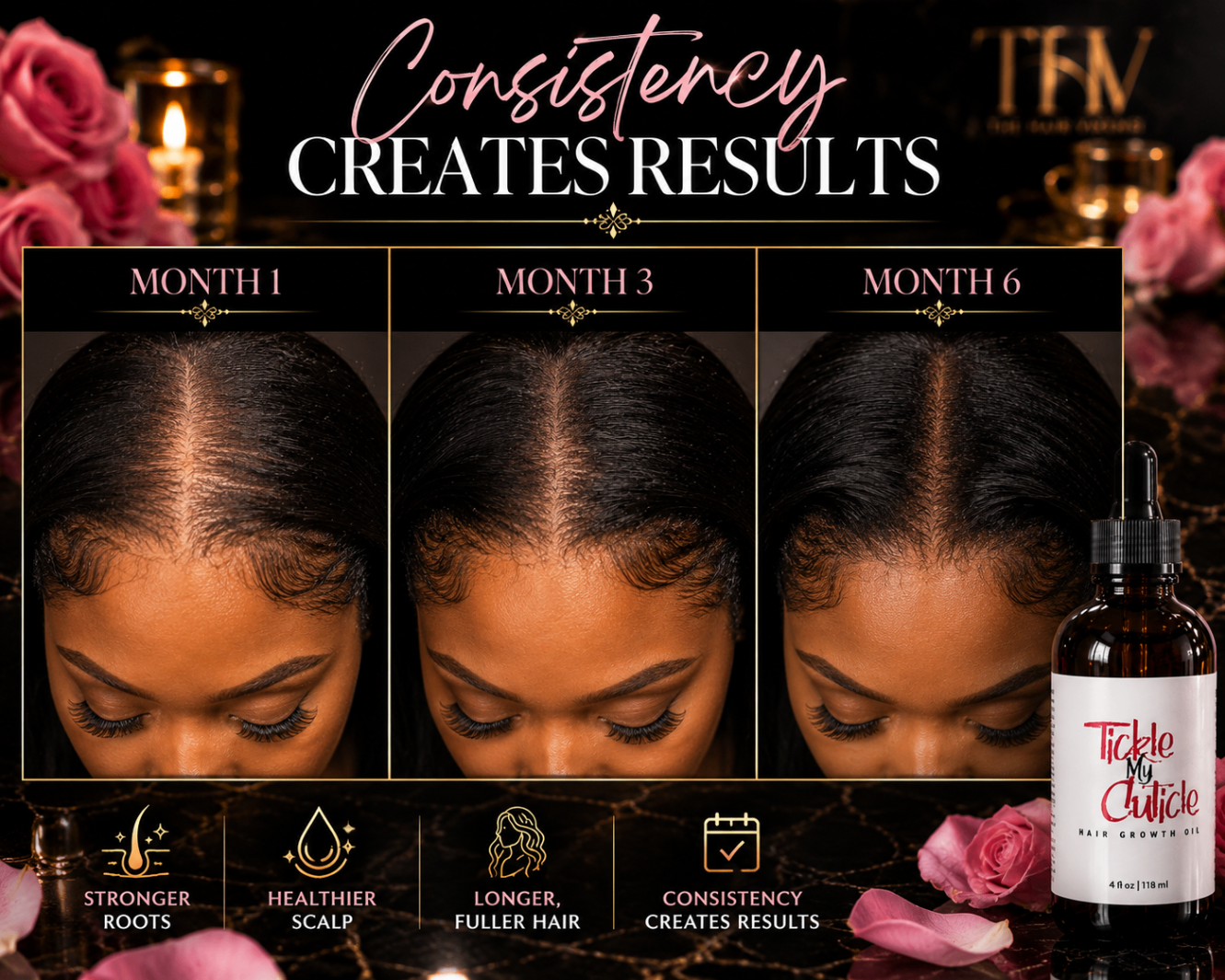 Before and after Tickle My Cuticle consistency results timeline